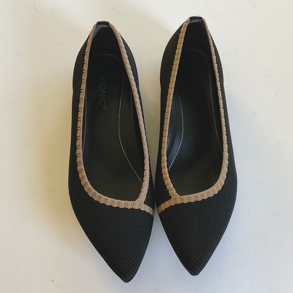 VIONIC Dahlia Knit Flats Black & Tan Size 7 - Picture 2 of 8
